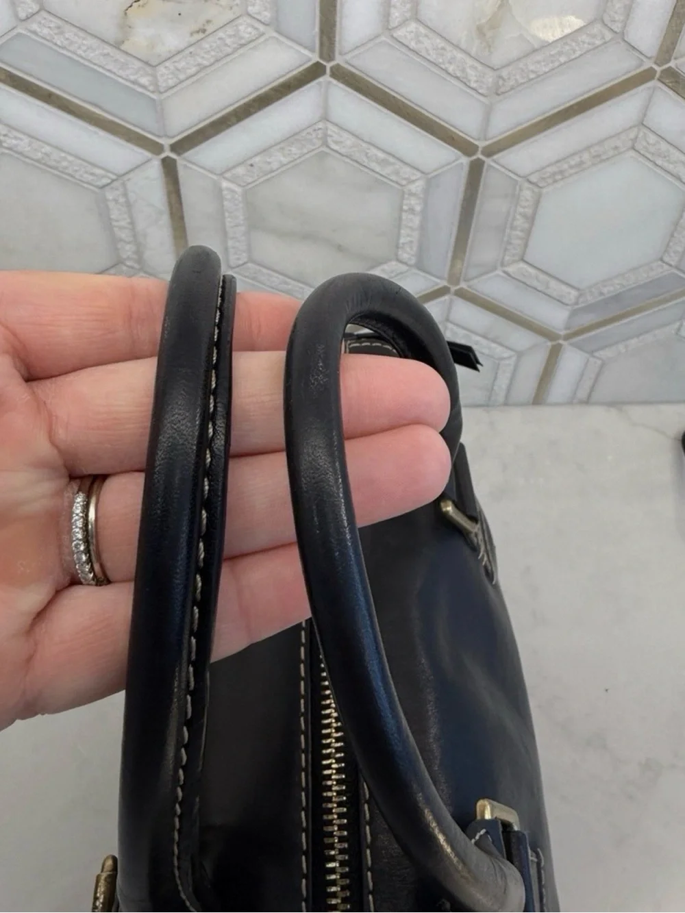 vintage Michael Kors black leather satchel bag